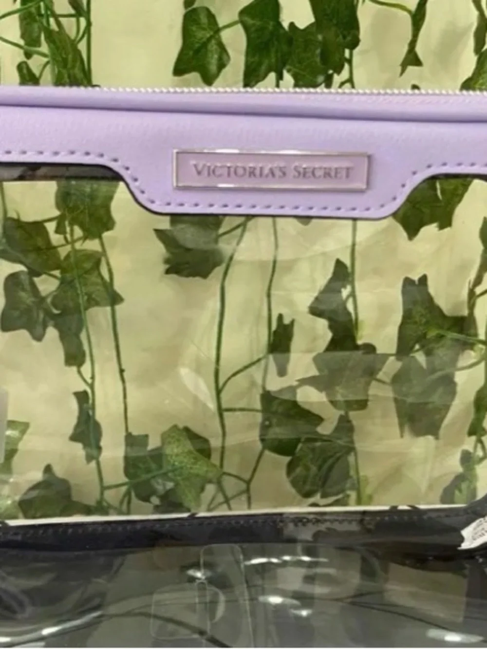 Victoria's Secret Lavender Quilted & Clear Cosmetic Bag Set